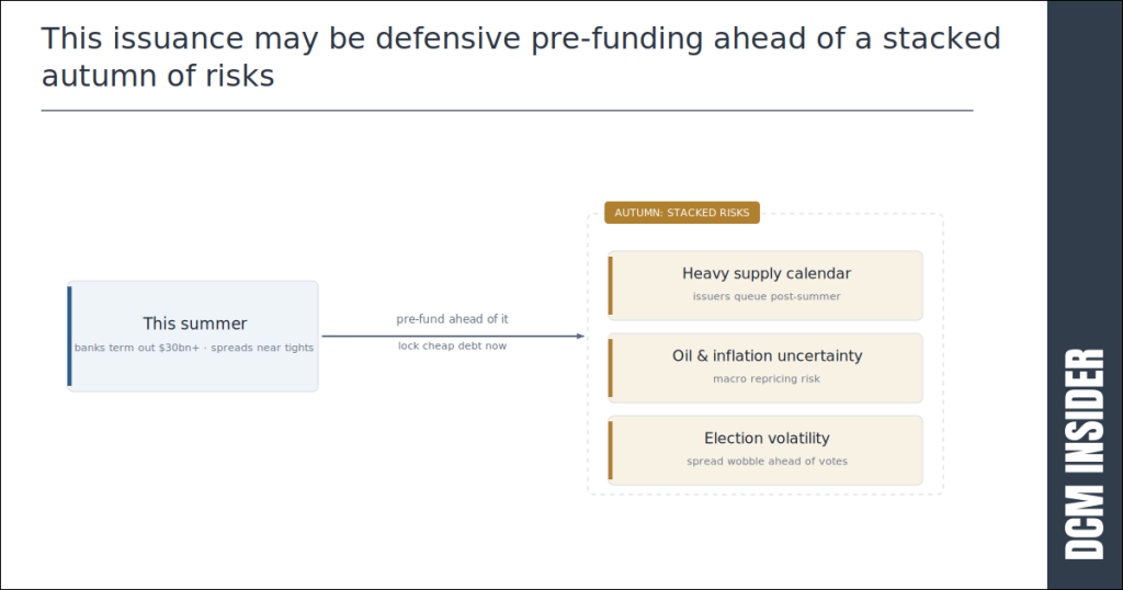 This issuance may be defensive pre-funding ahead of a stacked autumn of risks