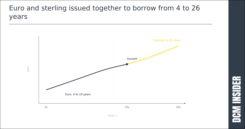 Euro and sterling issued together to borrow from 4 to 26 years