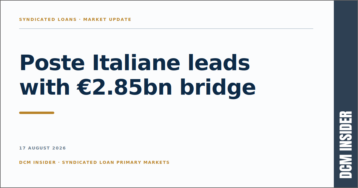 Poste Italiane leads syndicated loan activity with €2.85 billion bridge